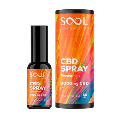 Sool Broad Spectrum Cbd Oil Spray Peppermint 6000 mg bottle+box